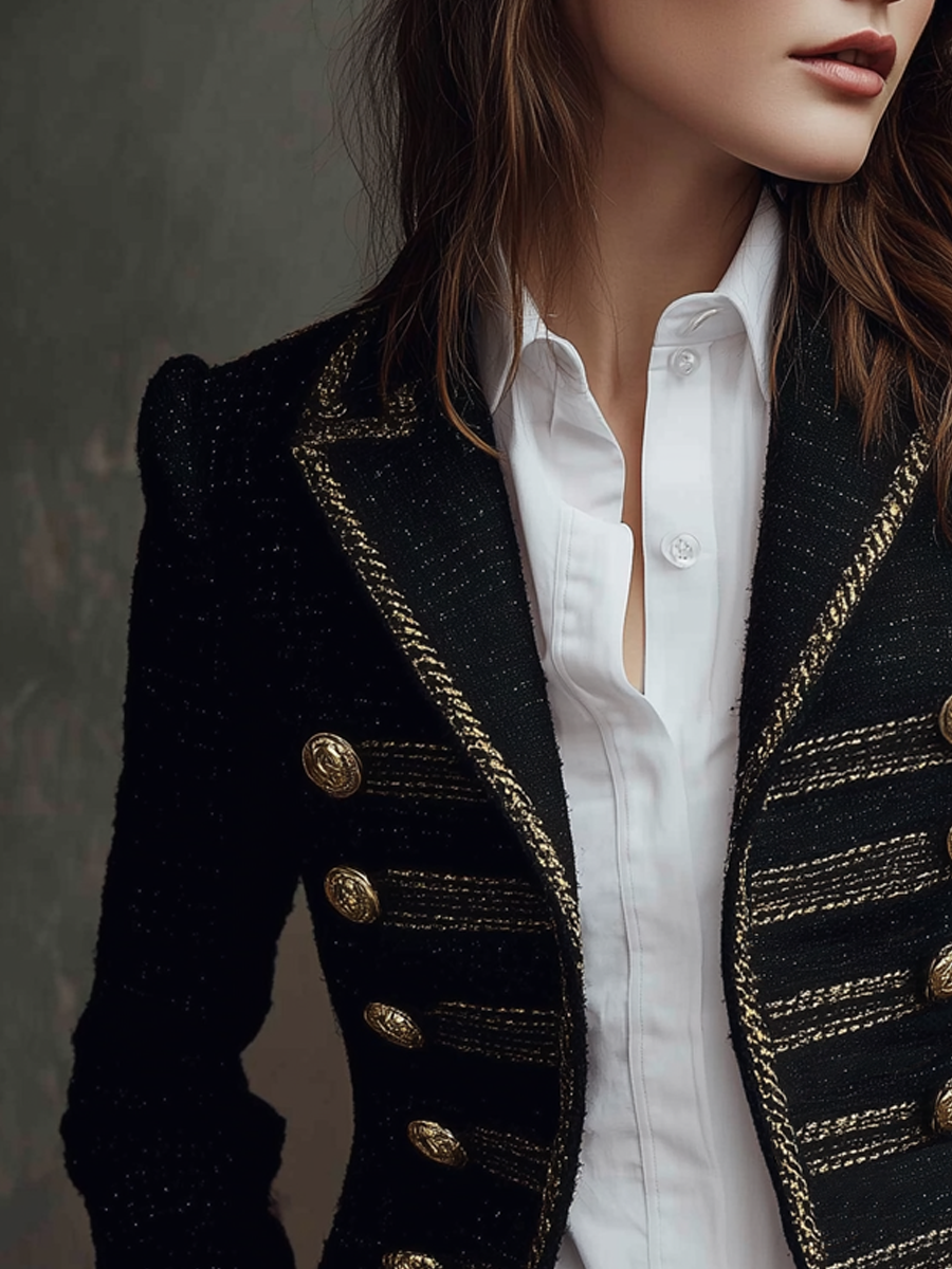 Metal Button Tweed Blazer