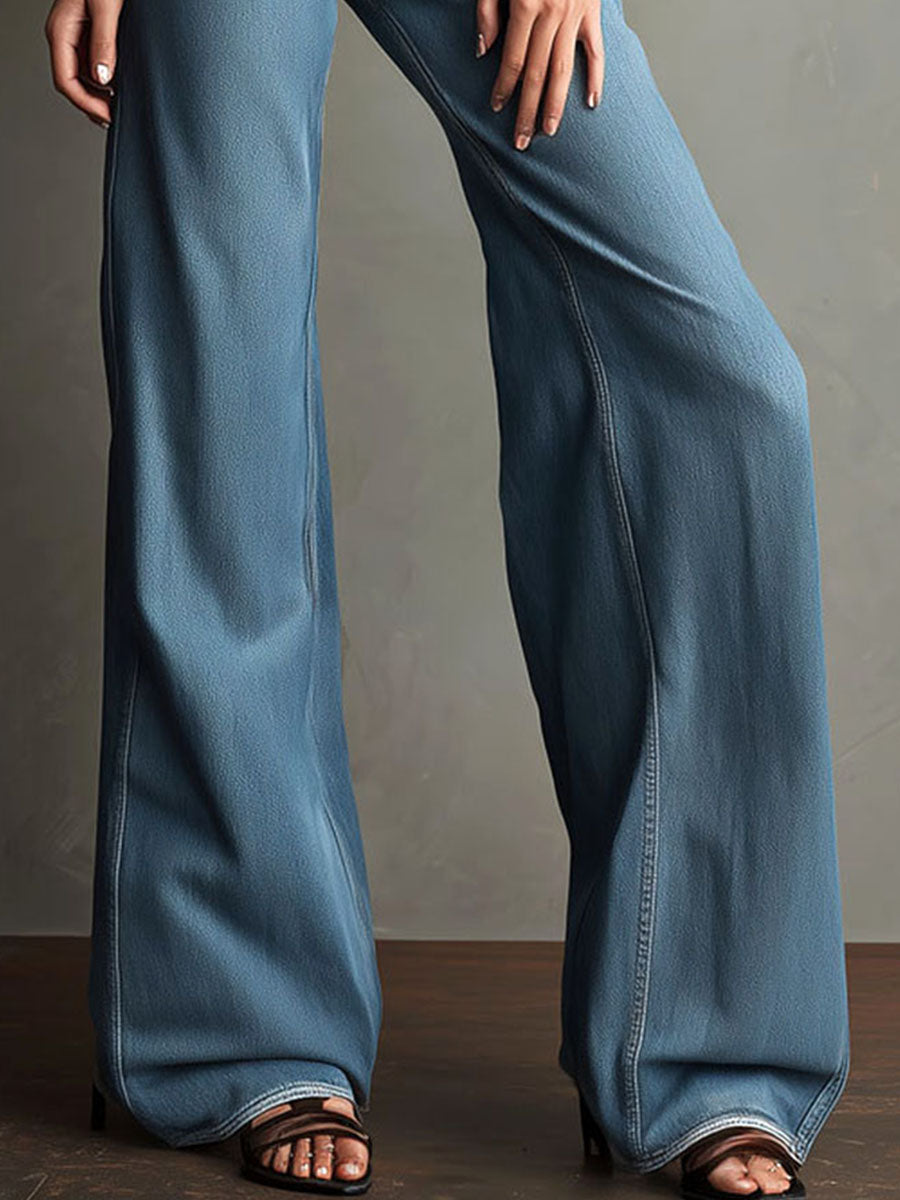 Vintage High-Waisted Wide-Leg Denim Pants