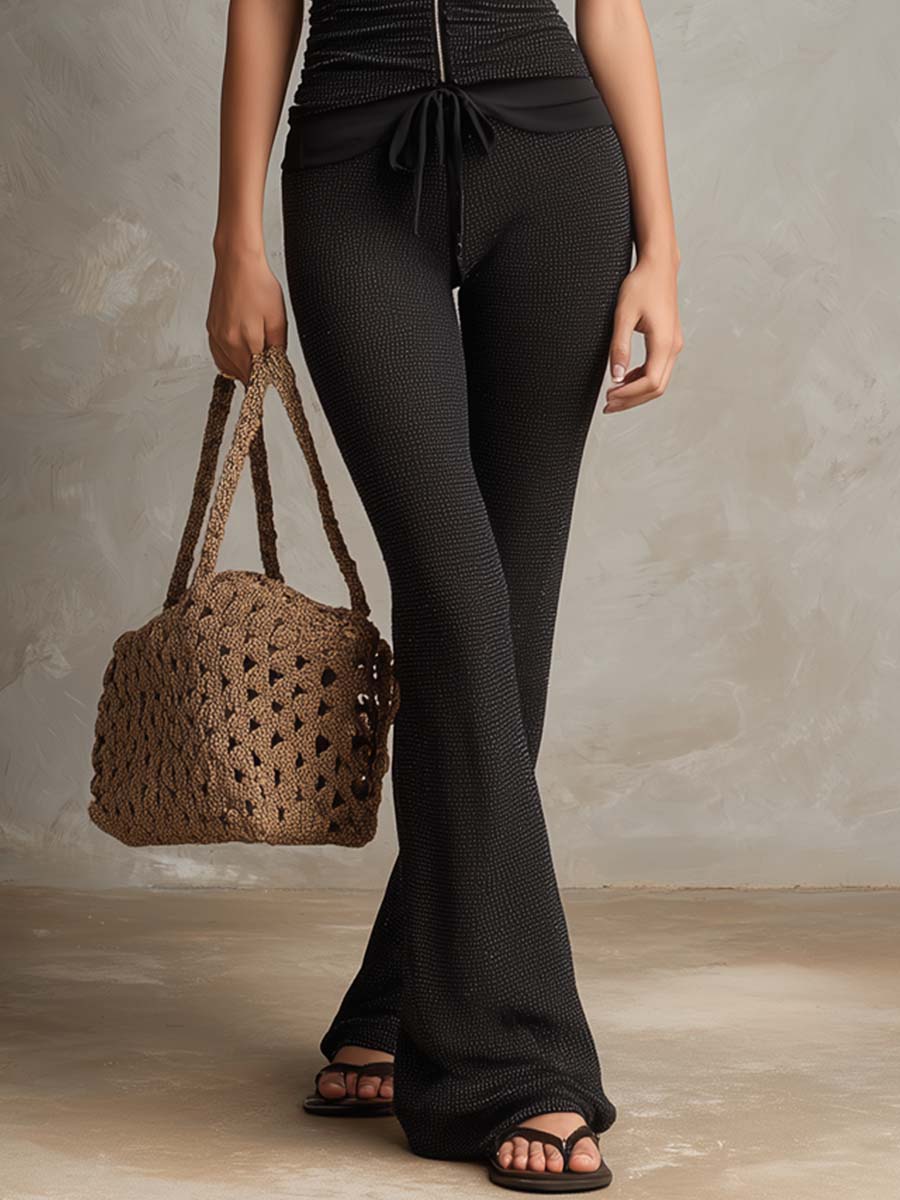 Retro Flare Hem Knit Pants